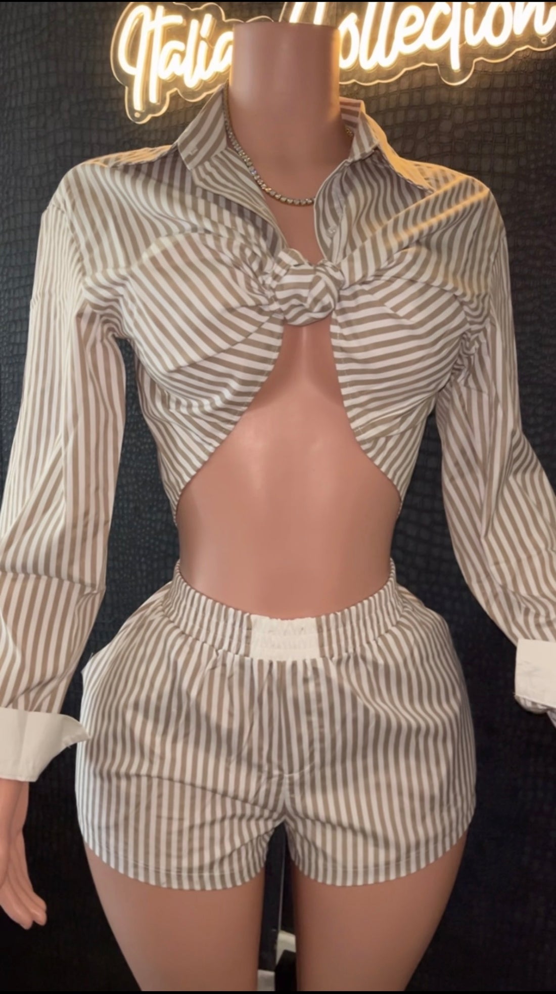 Striped Shirt & Shorts Set