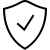 Shield icon with a check mark, symbolizing security or approval.
